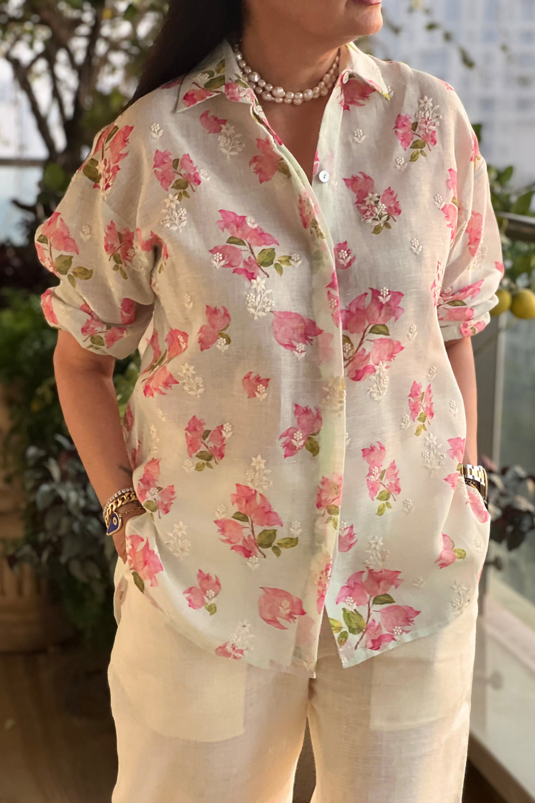 Bougenvilla Embroidered Shirt