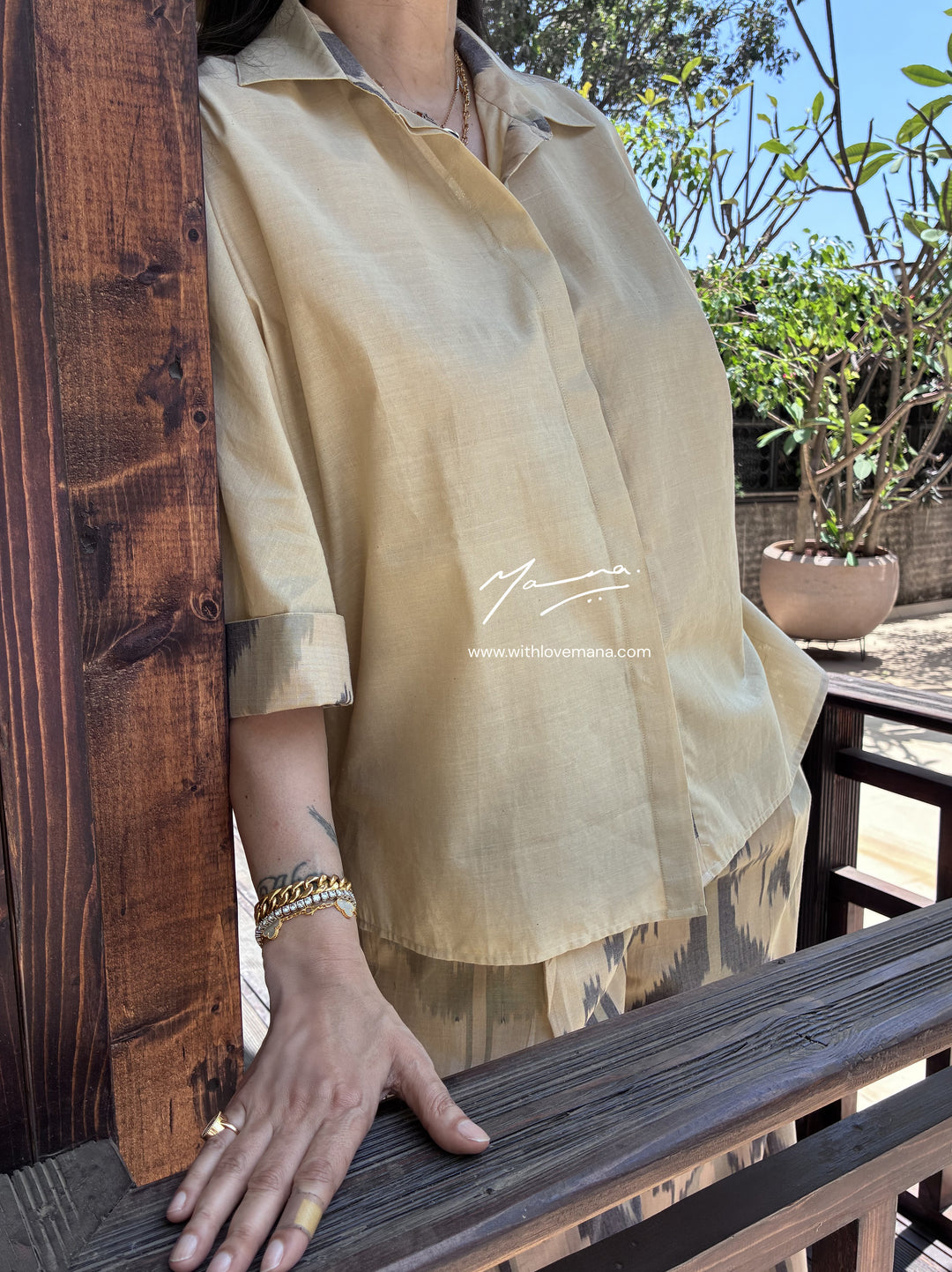 Earthline-Handloom Cotton Shirt with Ikat Pant