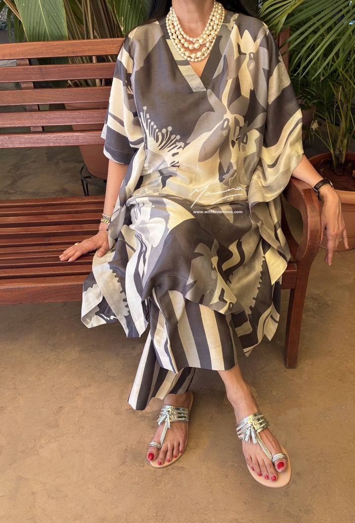 Kaftan-Earth & Ivory Ensemble Co-Ord Set