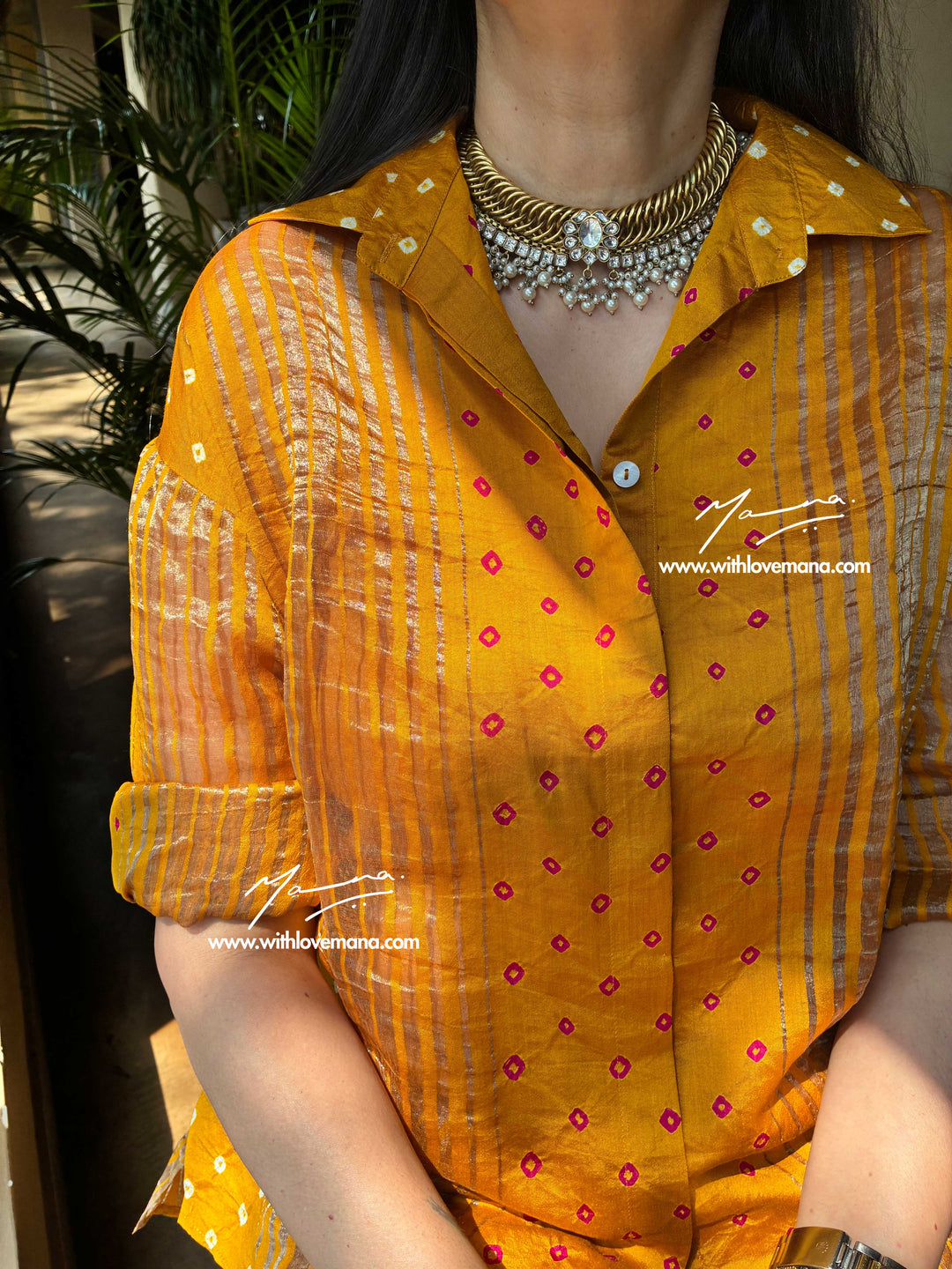 Pure Silk Bandini Co-Ord Set-Mustard