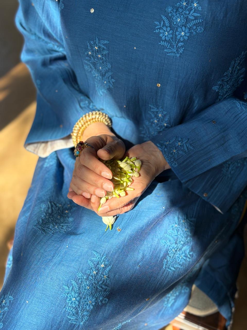 Maheshwari Kurti with Farshi Salwar -Blue