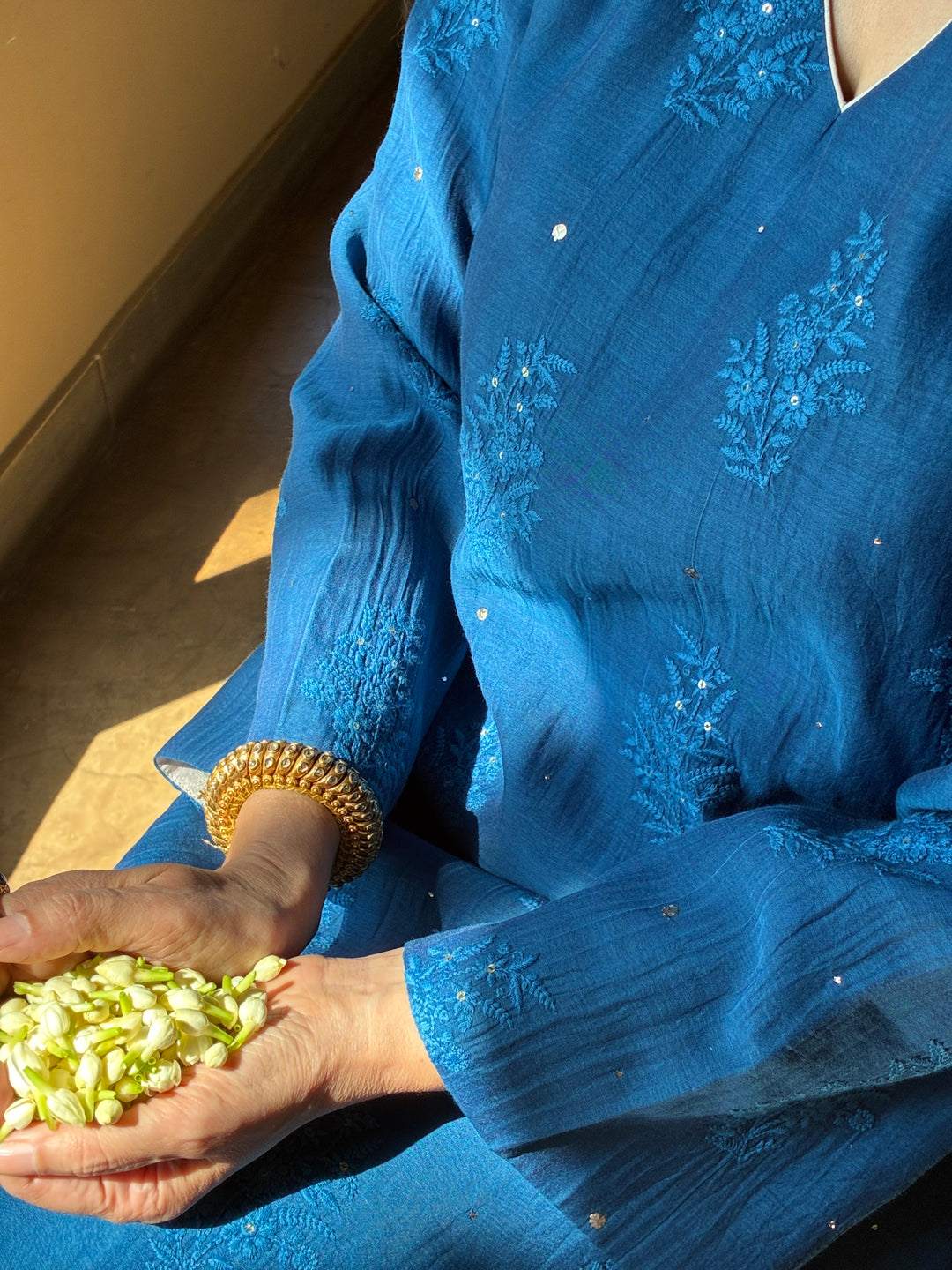 Maheshwari Kurti with Farshi Salwar -Blue