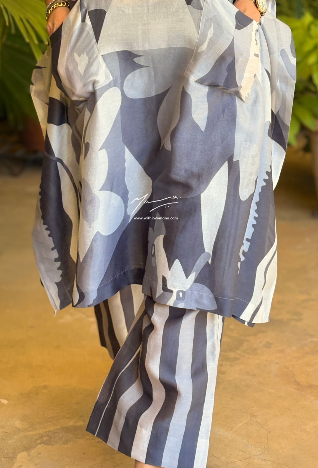Kaftan-Earth & Ivory Ensemble Co-Ord Set