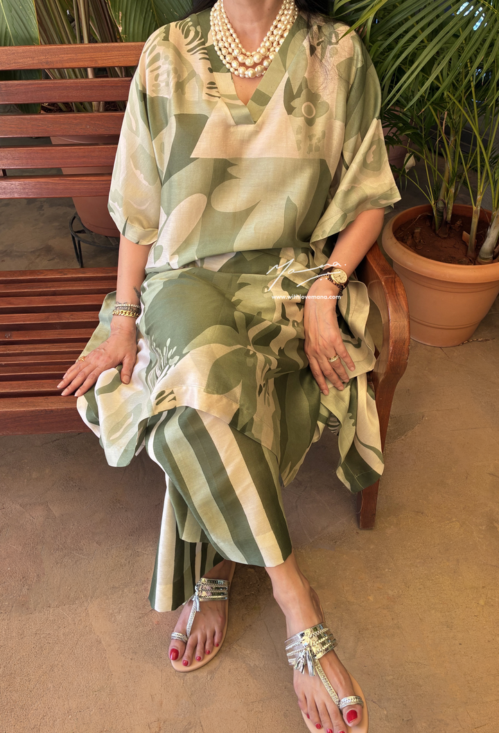 Kaftan-Olive Bloom Co-Ord Set