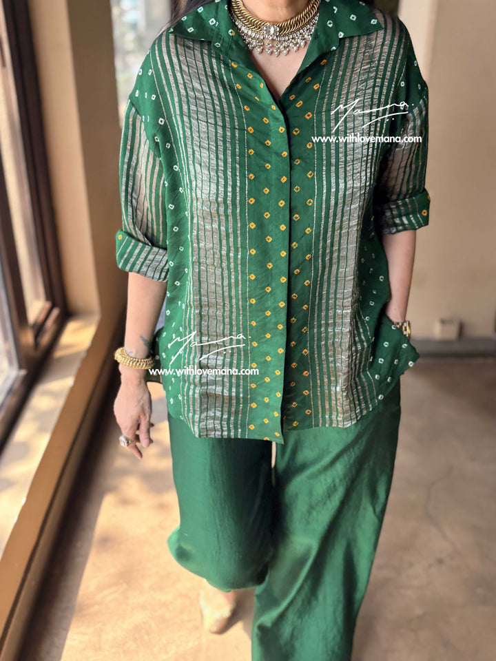 Pure Silk Bandini Co-Ord Set-Green