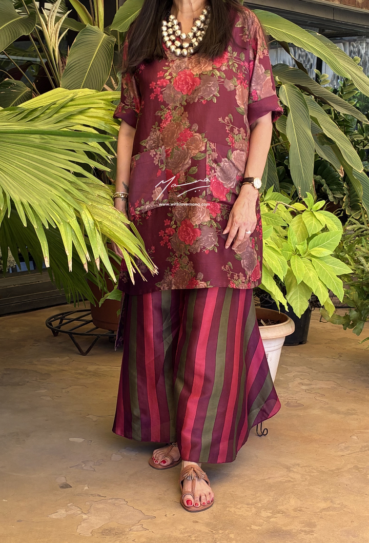 Burgundy Bloom Co-ord Set