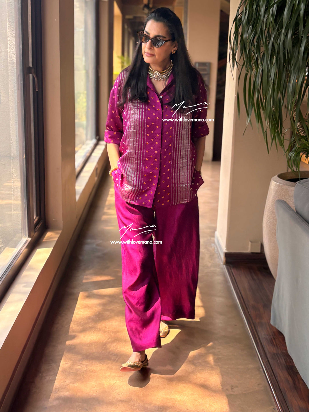 Pure Silk Bandini Co-Ord Set-Purple