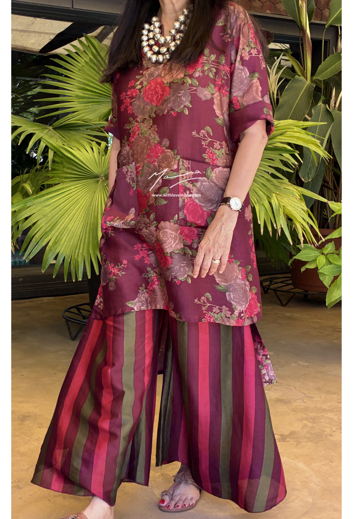 Burgundy Bloom Co-ord Set