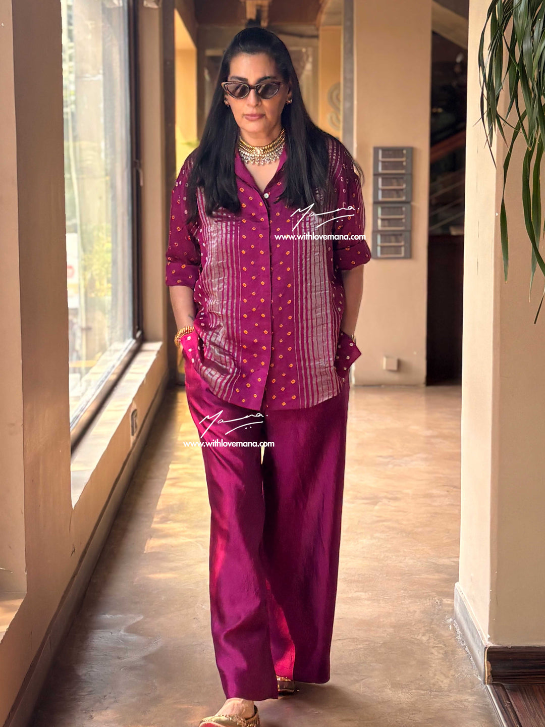 Pure Silk Bandini Co-Ord Set-Purple