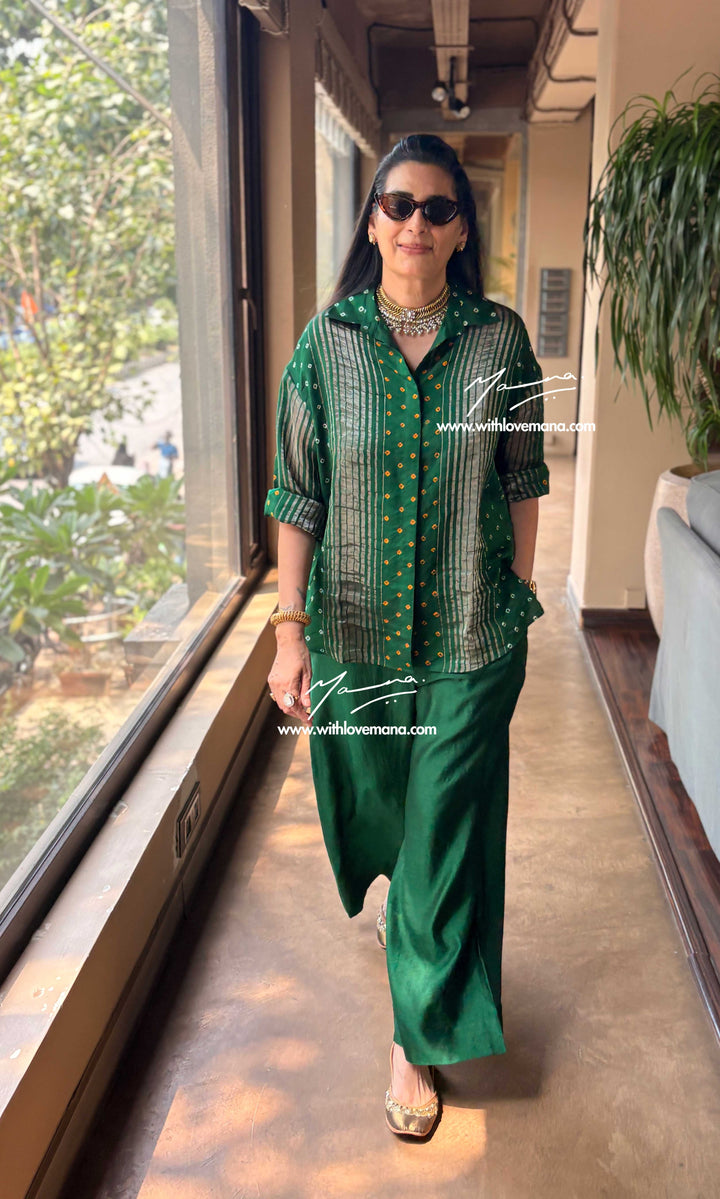 Pure Silk Bandini Co-Ord Set-Green
