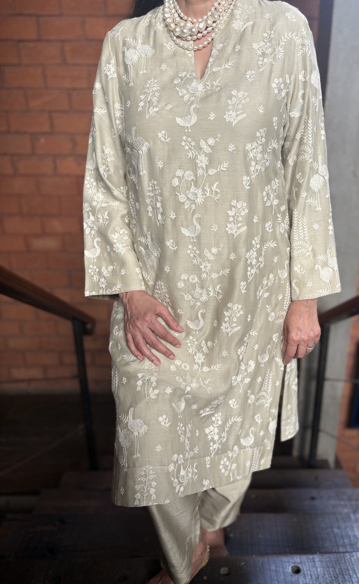 Washed Olive Green Tunic Set