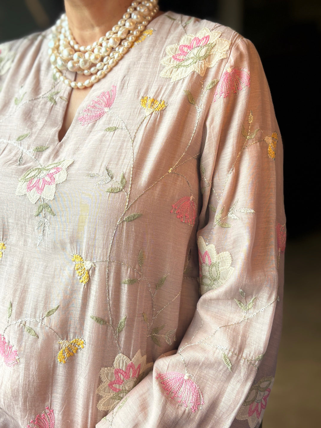 Ivory Floral Tunic Set