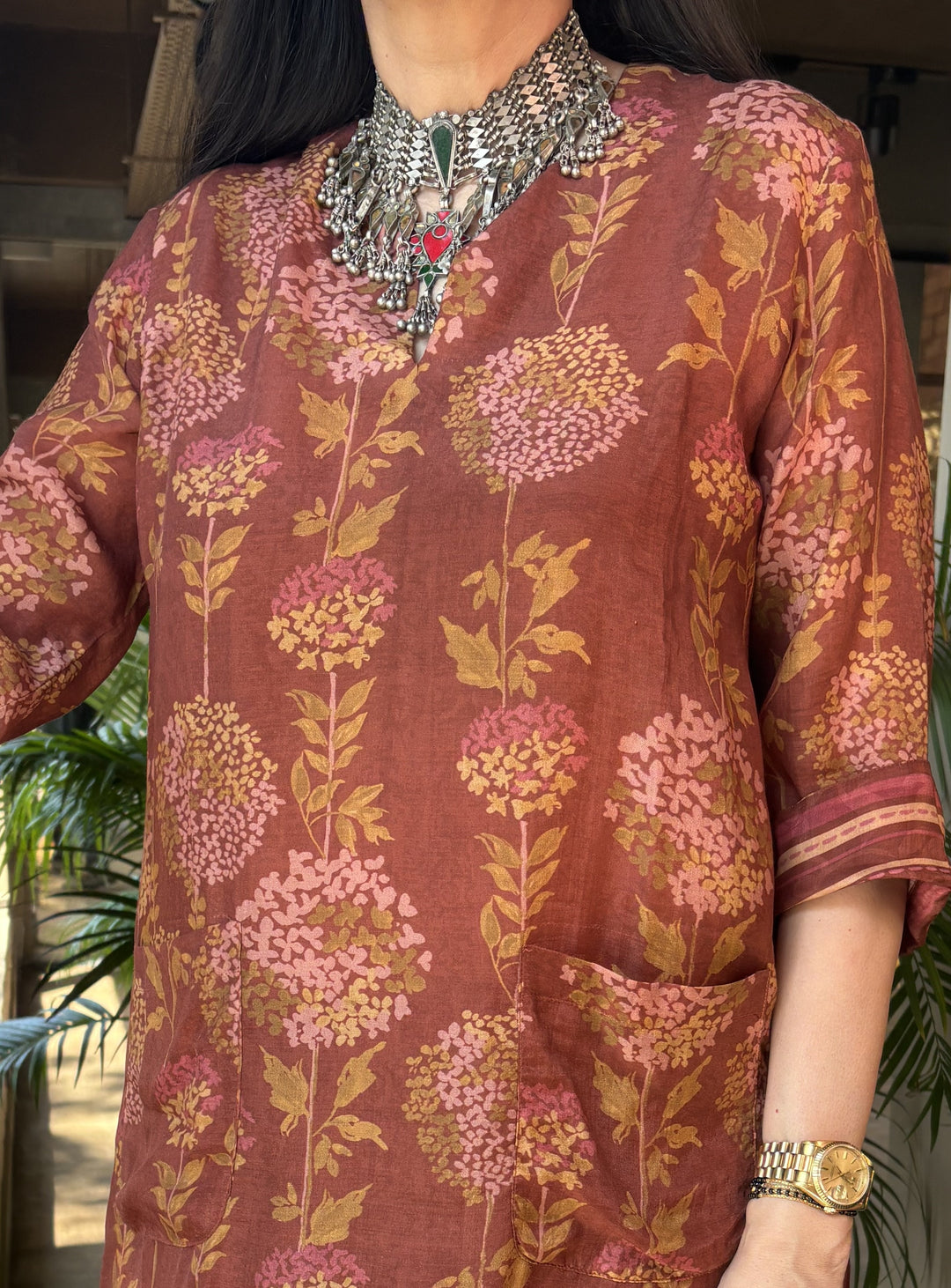 Cotton Printed Bloom - Tan