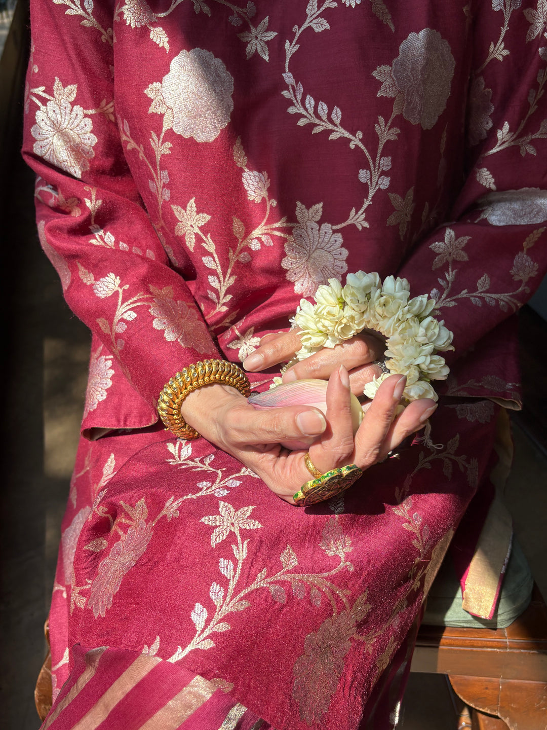 Banarasi Kurti with Farshi Salwar - Burgundy