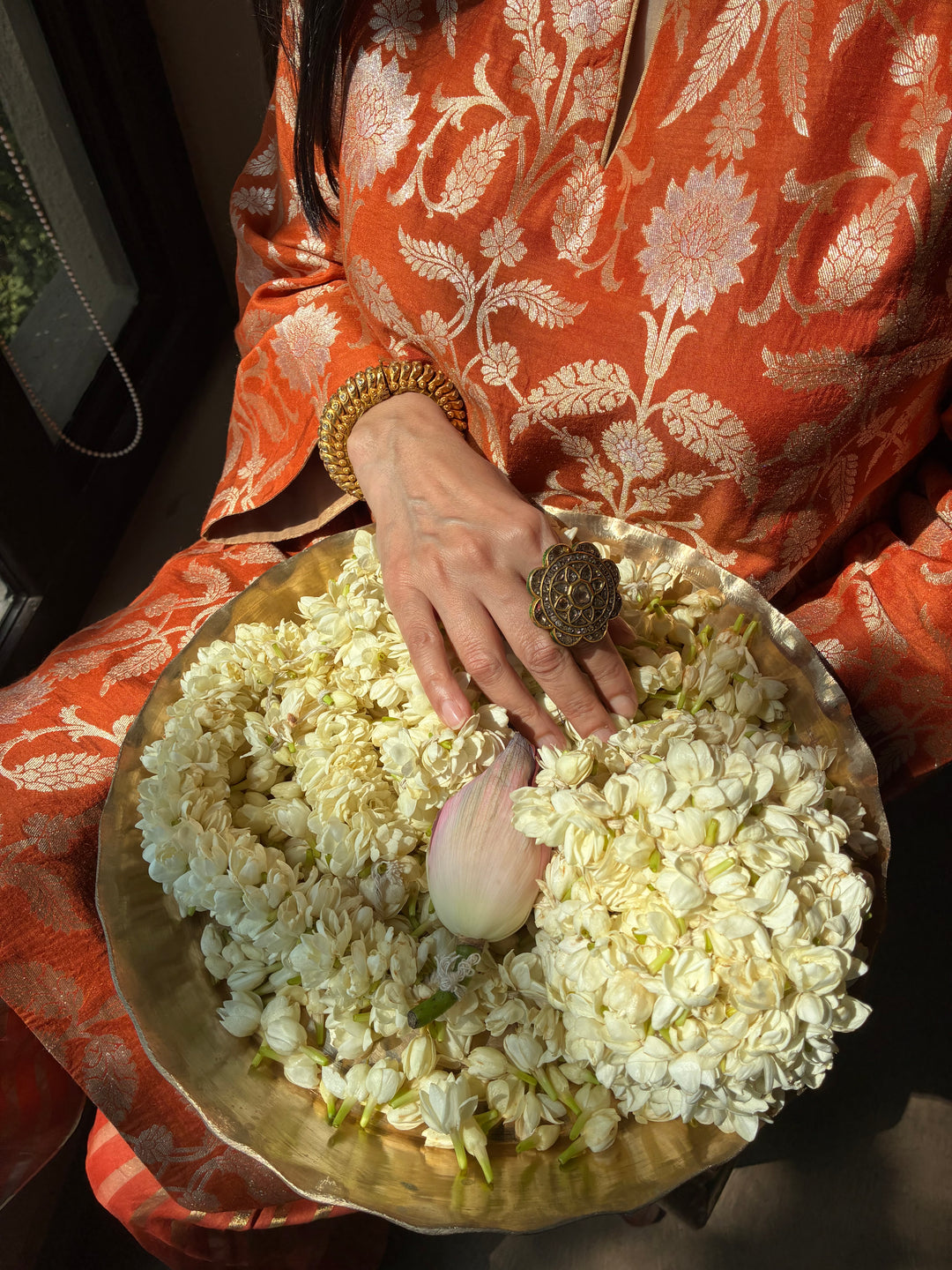 Banarasi Kurti with Farshi Salwar - Burnt Orange