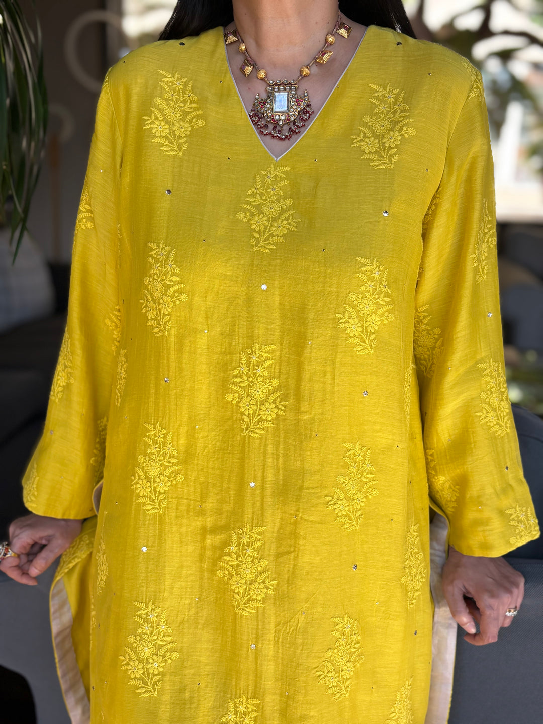 Maheshwari Kurti with Farshi Salwar -Yellow