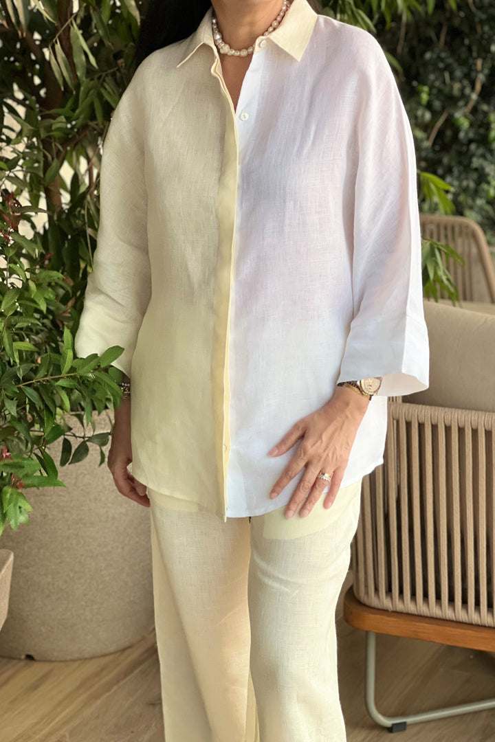 Linen Half & Half Shirt with Pant