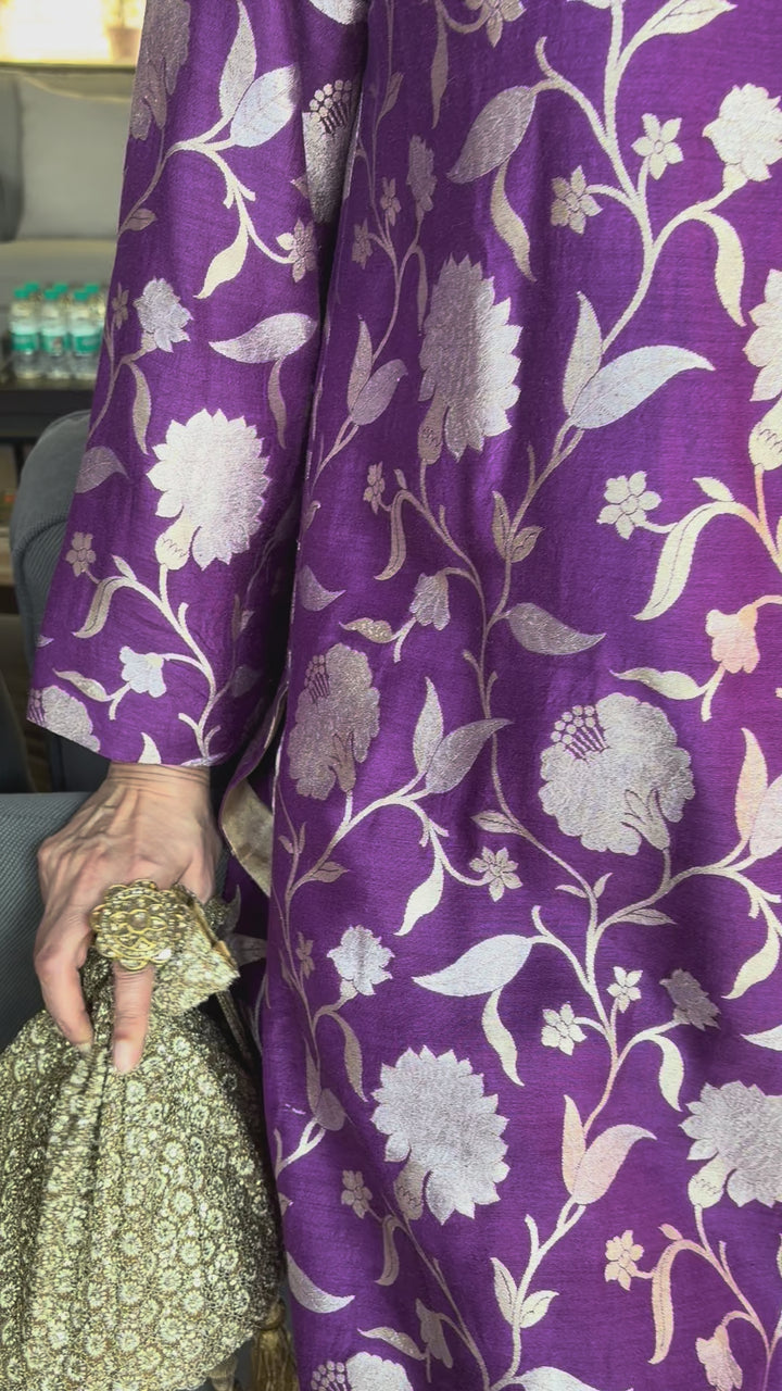 Banarasi Kurti with Farshi Salwar - Aurbergine