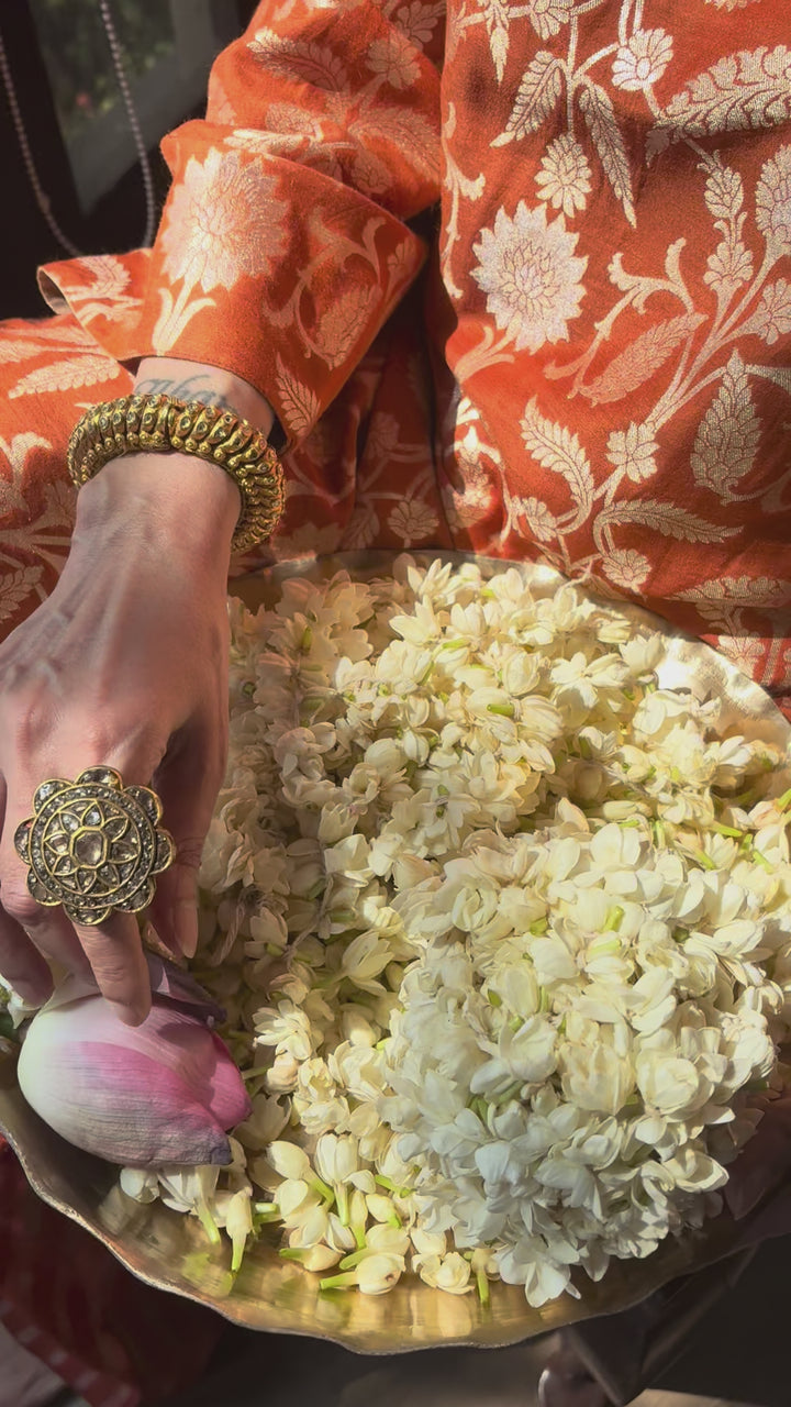 Banarasi Kurti with Farshi Salwar - Burnt Orange