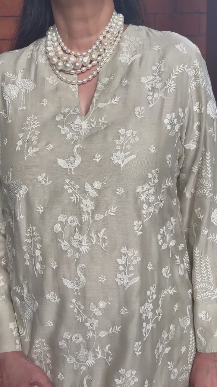 Washed Olive Green Tunic Set